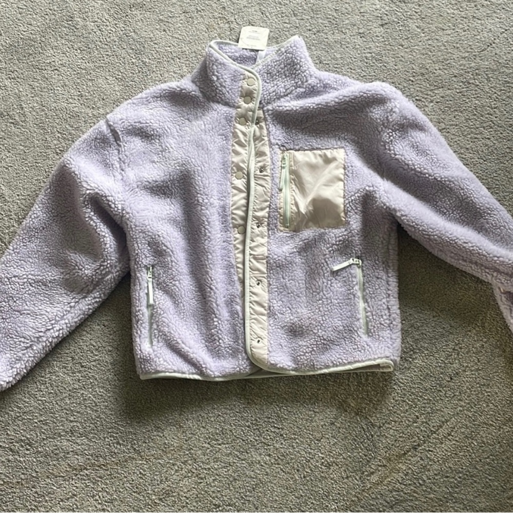 Fabletics purple teddy jacket